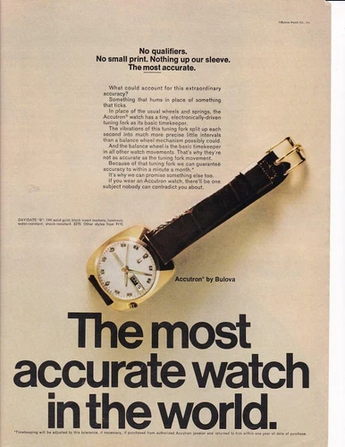 1969 Bulova Accutron Watch Print-Ad "The Most Accurate Watch in the World" - Picture 1 of 1