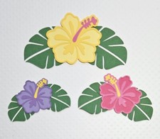 Hawaiian Hibuscus Flower Yellow 4 Set Of 3. Scrapbook, Card making Paper Piecing