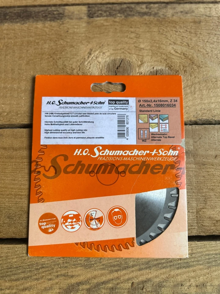 SCHUMACHER SOHN HM Kreissägeblatt 150 x 2,4 x 16 mm, Z 34 WZ Schumacher Handkreissägeblatt