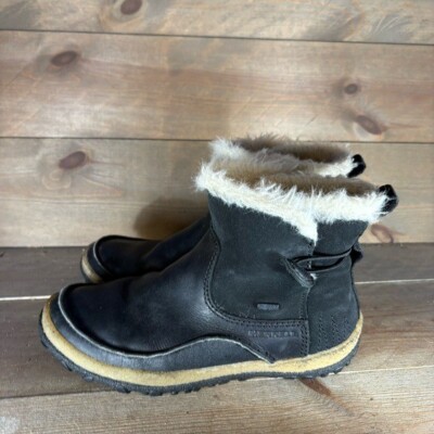merrell tremblant womens size 7.5 shoes black leather fur lined snow boots