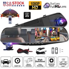 1080P HD Rearview Mirror Car DVR Dual Dash Cam Camera Front Rear Video Recorder