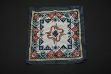 VTG Blue Bandana 90s 21 X 22 Made in USA Native American Bird Horseshoe Western