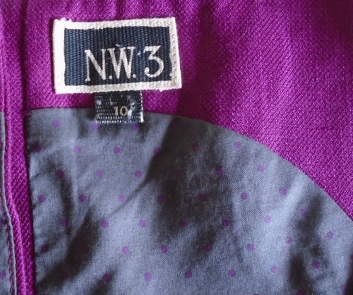 NW3 Hobbs Georgia Button Dress pomegranate purple linen wool shift Size 10 vgc - Picture 2 of 5