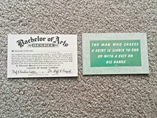 TWO 1940s HUMOROUS postcards College of Social Climbers & MILES OF SMILES funny
