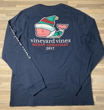 Vineyard Vines 2017 Santa Whale Christmas Long Sleeve Boy  s Sz LARGE 16 NWT