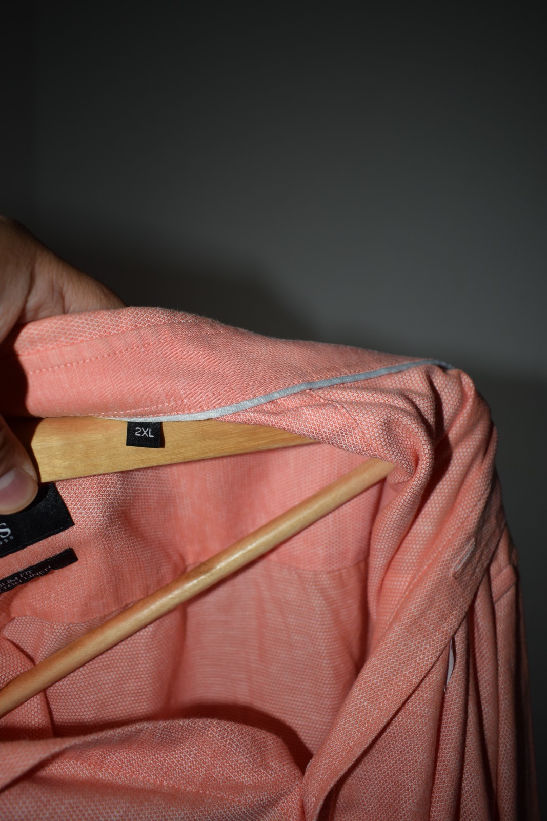 Hugo Boss Slim Fit Cotton Line Shirt in Salmon Pink image 6