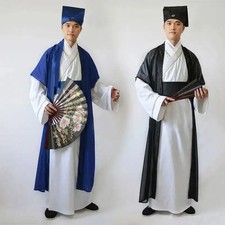 Chinese Scholar Costume Hanfu National Tang Costume Men Robe Costume Dance Dress