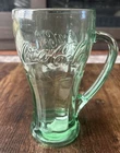 Vintage Libbey Coca-Cola Heavy Green Glass with Handle Green Embossed Coke Mug