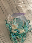 Unique Glass Ornament with Jumping Dolphins Glittery Accent 6" tall Excellent — photo 4