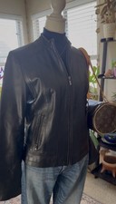 Gorgeous Vintage 100 LEATHER 1990  s Y2K Women  s black jacket size S Red Liner