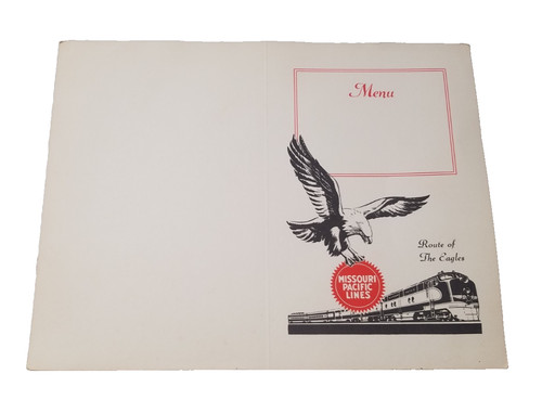 Missouri Pacific Railroad Menu Cover Blank 1960s Route of the Eagles 5102