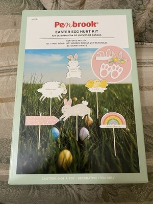 Easter Egg Hunt Kit 13 Count Yard Signs w/ Stakes & 8 Bunny Prints & 2 Headbands