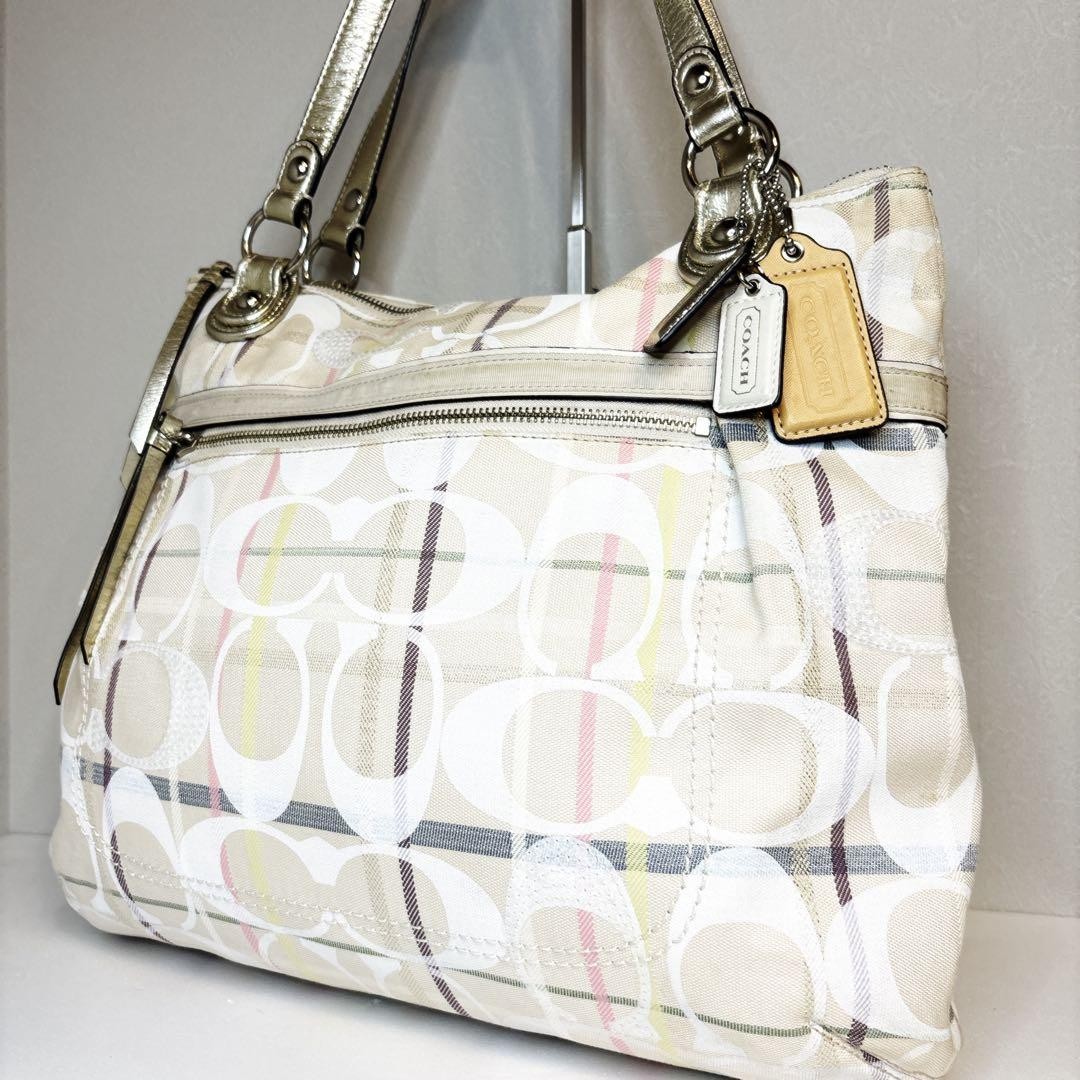 COACH POPPY Signature Tote Bag Madras Y2K - Gem