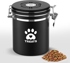 Airtight Stainless Steel Pet Treat Jar Dog Cat Food Container Leak Proof Storage