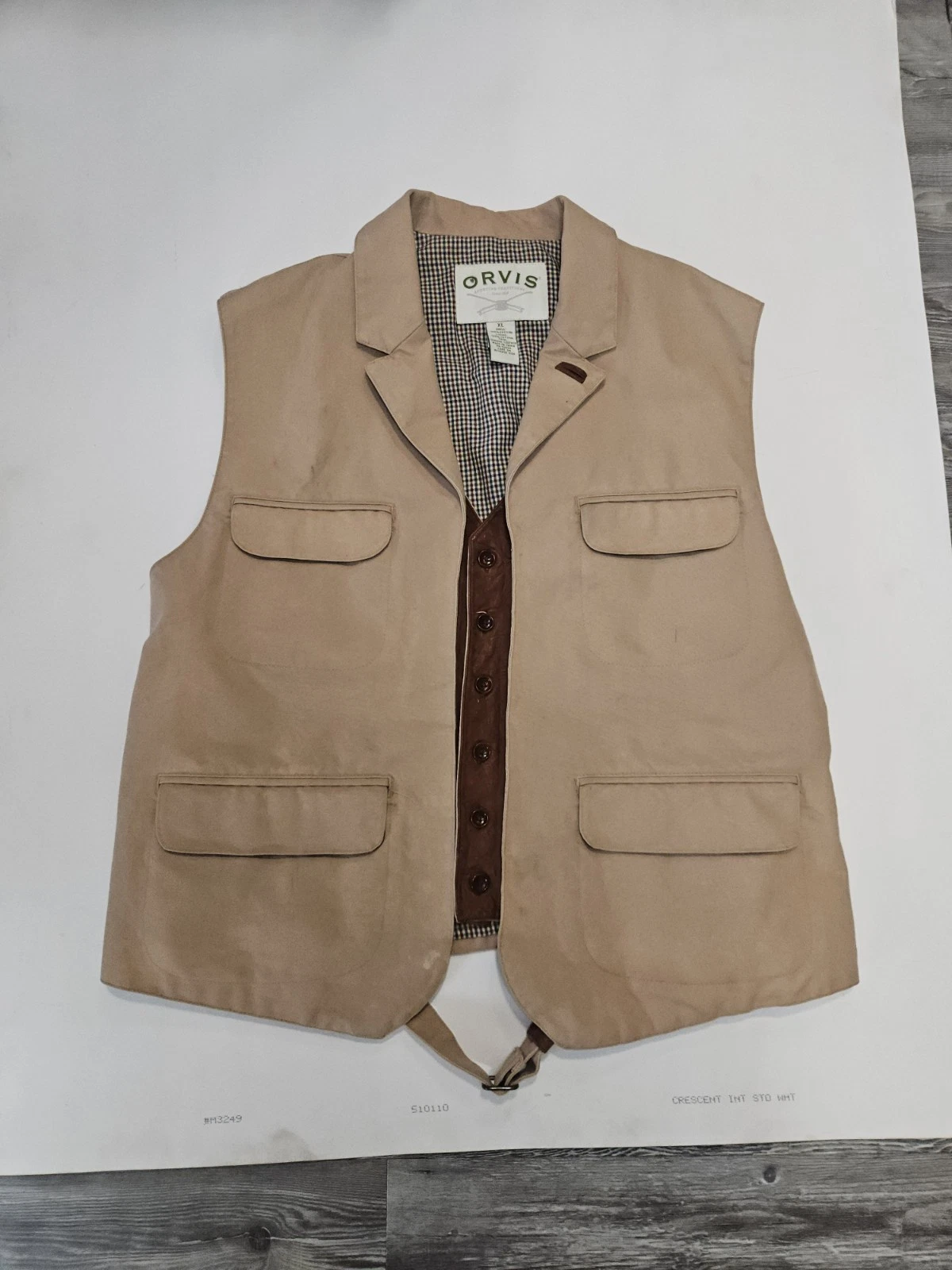 Vintage Orvis leather trim vest Multi Pocket Fishing Hunting Size XL