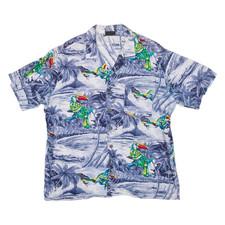Camicia Hawaiian Da Uomo Blu A Fiori L