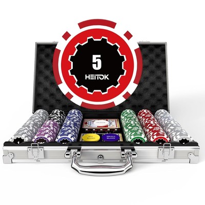 Pokerchips mit Wertangaben, 300-teiliges Set mit 11,5 g schweren Casinochips,