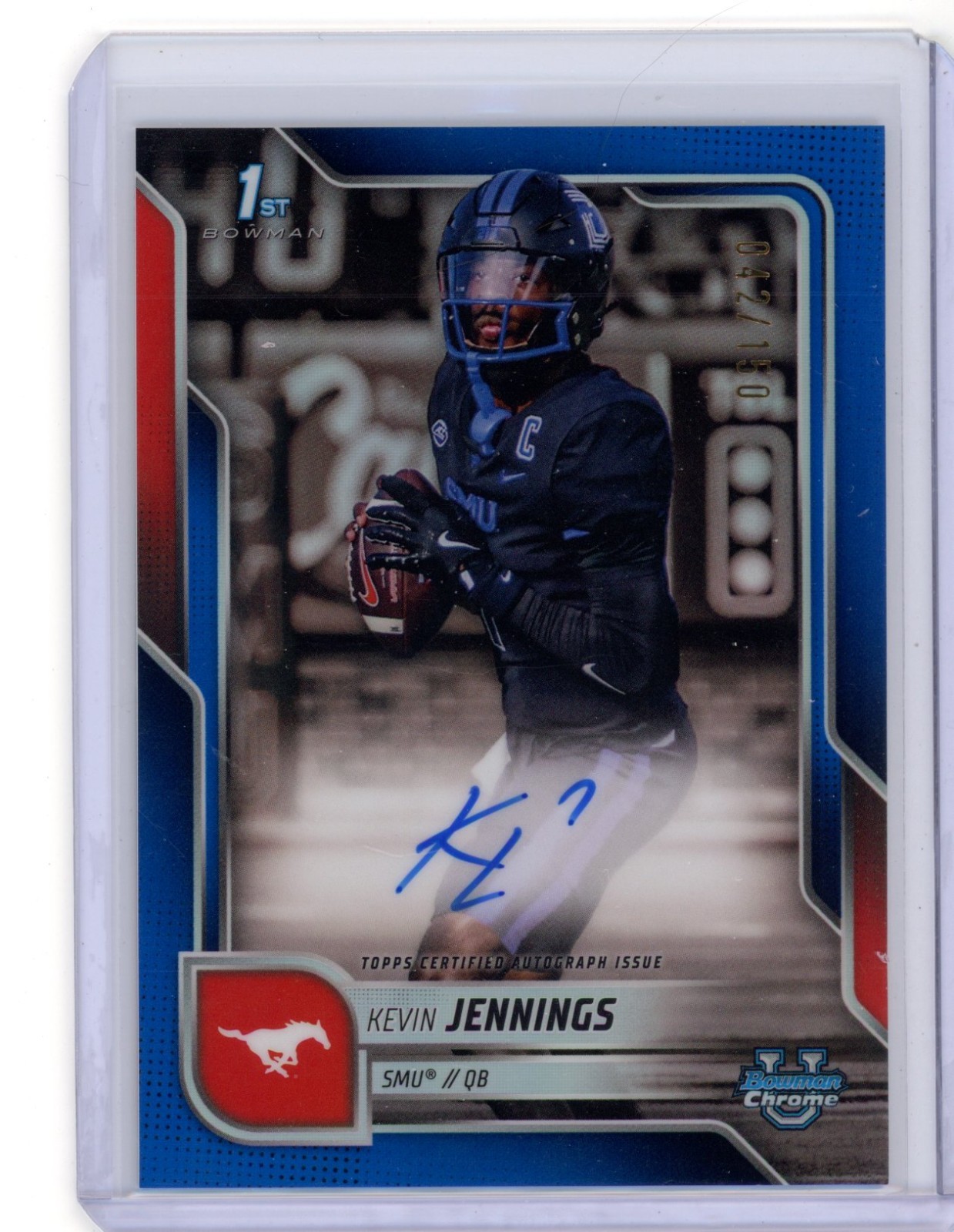 KEVIN JENNINGS - 2025 Bowman Chrome U 1st  Blue Refractor Auto /150 SSP - SMU