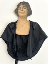 Antique 19th century Victorian 1890s fringe floral embroidered cape shawl