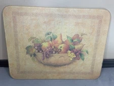 Vintage Tempered Glass Cutting Board Counter Saver 11.5”x15.5” Fruit Design 