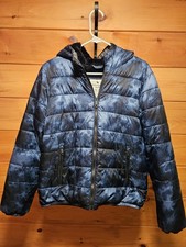 Abercrombie Kids Blue/Black/Grey Puffer Sherpa Lined Jacket W/Hood Youth 15/16