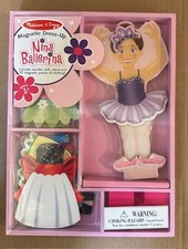 Melissa Doug Nina Ballerina Wooden Magnetic Dress-Up Doll Stand W/Outfits NEW