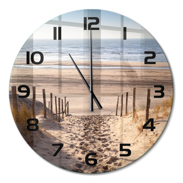 Moderne Wanduhr Aus Glas Mit Leisem Uhrwerk KüStendüNen Schwarze Zeiger Fi60 Cm-image
