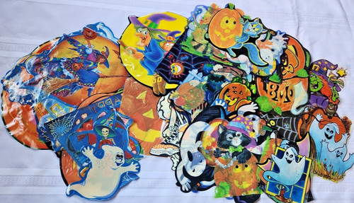 Halloween Window Clings 1990s Vintage Lot of 75 Witches Ghosts Pumpkins