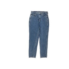 American Eagle Mom Jeans Women's size 0 White Stripes Blue Denim