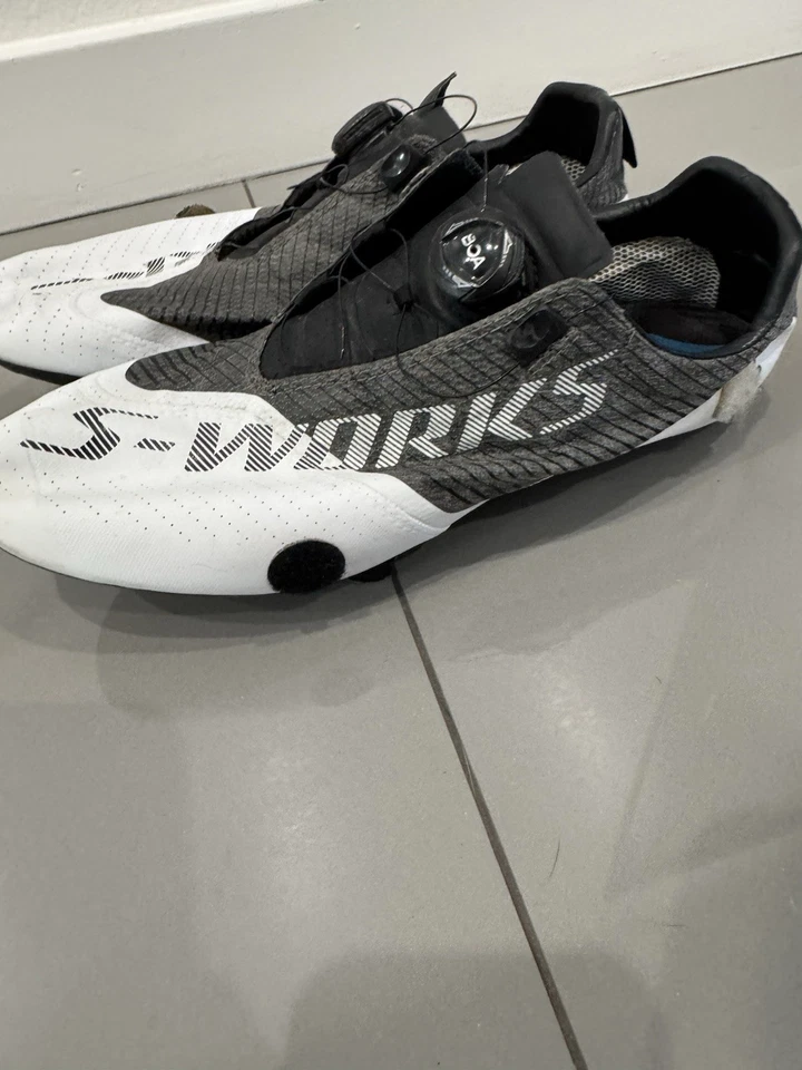 Zapatillas de ciclismo de carretera Specialized S-Works EXOS 43,5 10,25 BOA blancas grises negras Foto 4 de 4