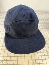 Vintage Pendleton Blue Wool Ear Flap 5 Panel Cap Hat Made In USA Winter Hunting