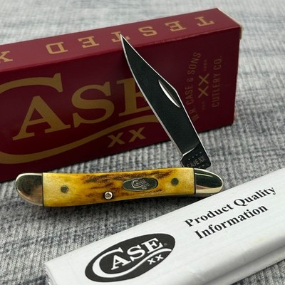 Case XX 5220 SS (048) Knives Peanut Genuine Stag handle Pocket Knife