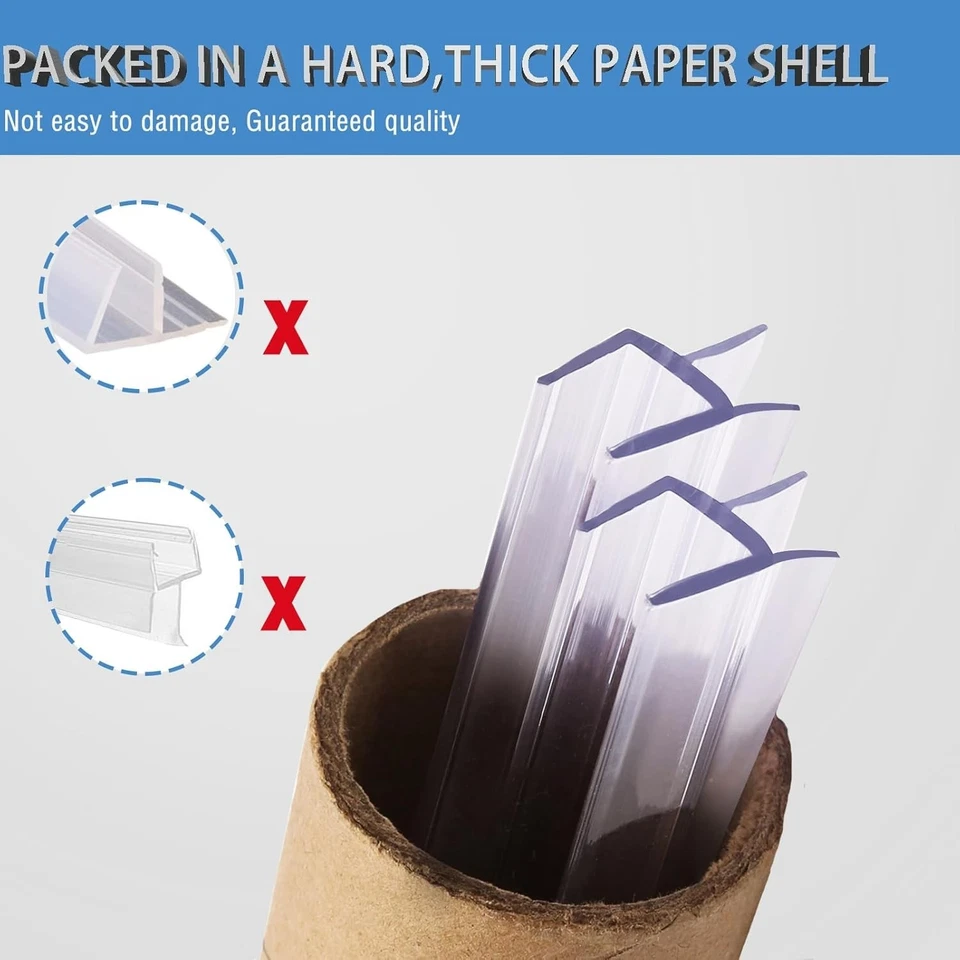 Paquete de 2 sellos inferiores para puertas de ducha sin marco para puertas de vidrio, 1/4 pulgada x 36 pulgadas Foto 3 de 4