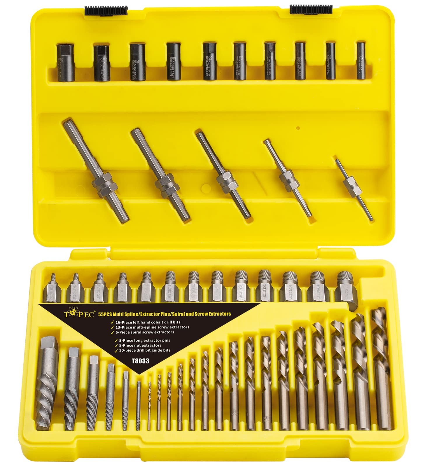 55-Piece Screw and Broken Bolt Extractor Set with Multi-Spline Tools for Easy Removal