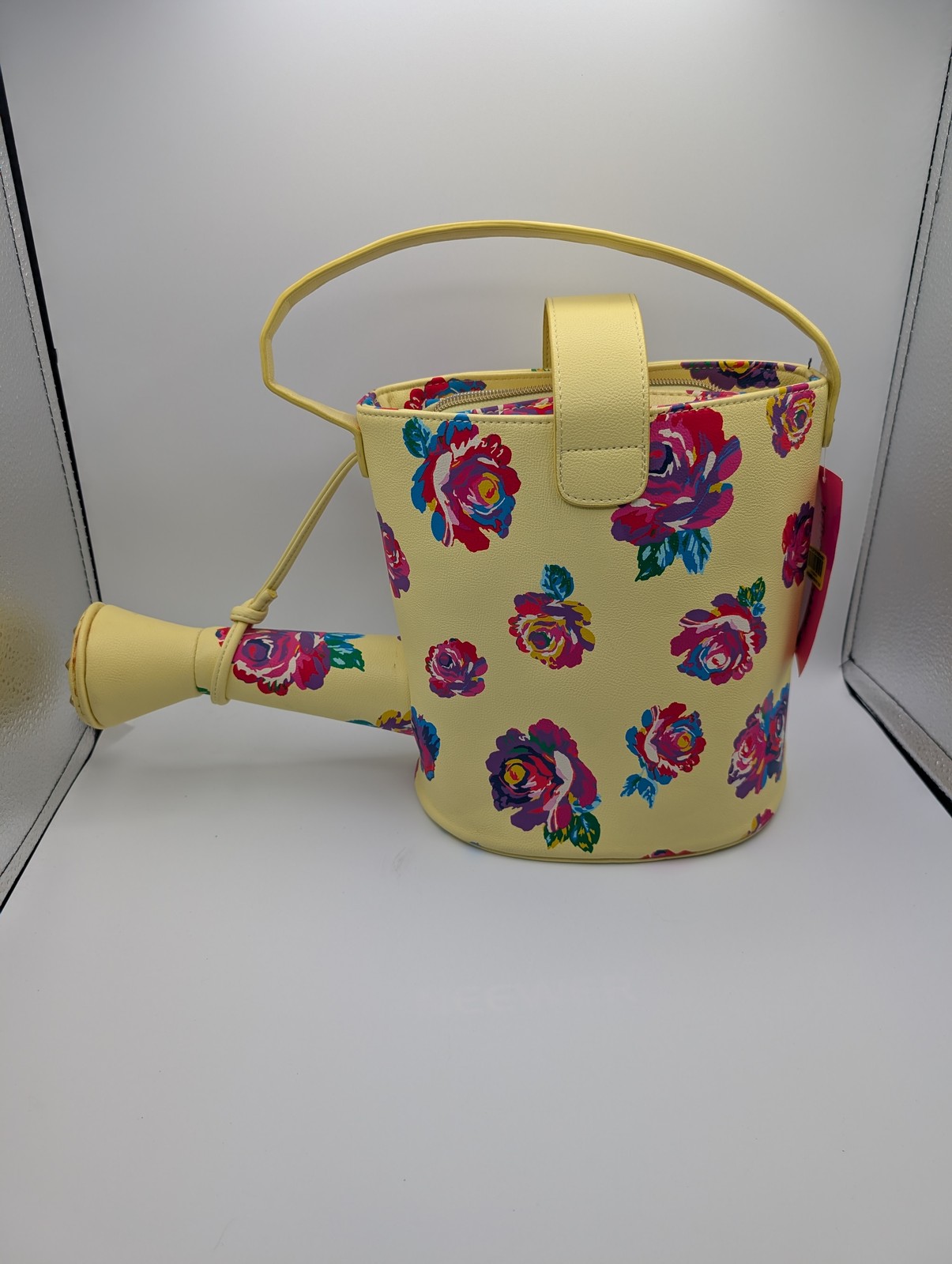 Betsey Johnson RARE Watering Can Crossbody Bag Yellow Floral Faux Leather image 4