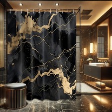 Marble Black and Gold Shower Curtain 70" W x 72" L