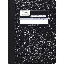 Wide Ruled Composition Notebook 100 Sheets 7.5 x 9.75 Inches Black Marble Cover
