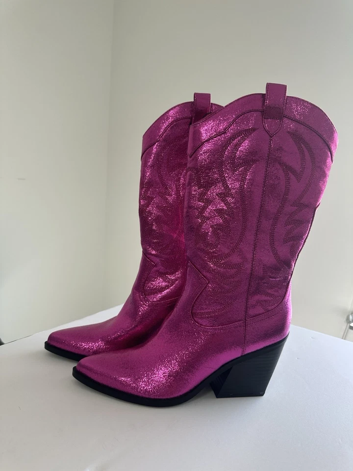 Bota Western Nine West para mujer KEEKS, magenta talla 8,5 Foto 3 de 4