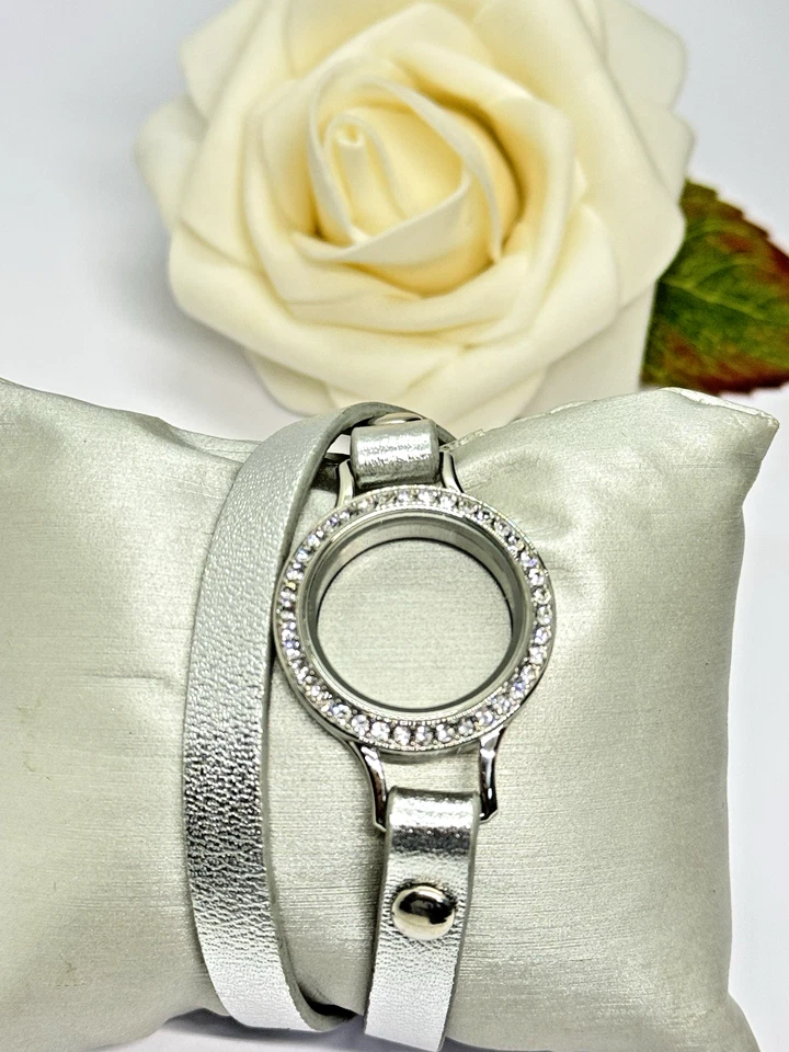 Origami Owl Silver Wrap Charm Holder Bracelet 12-14.5" - Image 2 of 4