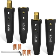 LC-40 PRO Series Welding Cable Connectors Set (4-Pack) (Black)