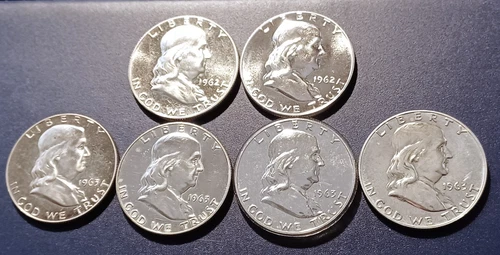 Lot of (6) Gem Proof 1962 & 1963 Franklin Half Dollars