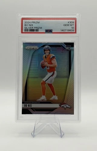Bo Nix 2024 Panini Prizm #309 Silver Rookie RC PSA 10