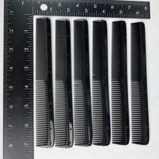 6 New Vintage 1970s Measuring Ruler Inch Marks Hair Combs Black Barber Beauty 7”