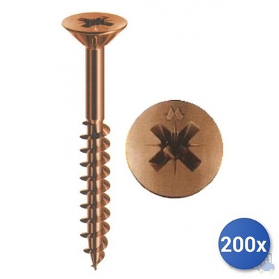 200x Schraube Selbst -Tapping für Spanplatte Panelvit & Reg; Bronzata Mustad