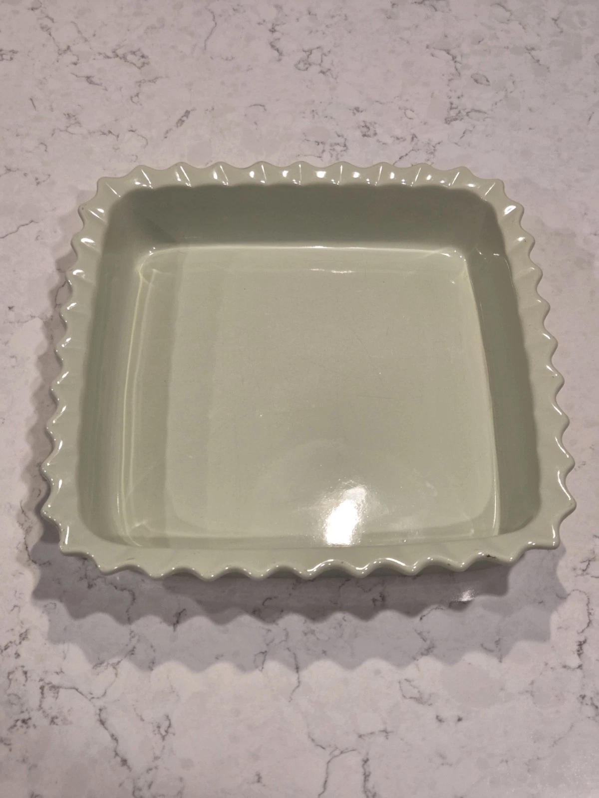 Chantal MINT GREEN Scalloped Stoneware 2 Qt Square Baking Plate Kitchen Caserole