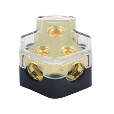2 Way Power Distribution Block, 0/2/4 AWG Gauge In, 4/8/10 Gauge Out, Car Audio