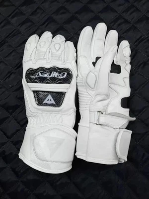 Dainese Druid 3 Inspired  Racing White Leather Gloves- All Sizes Available-CE - Bild 1 von 4