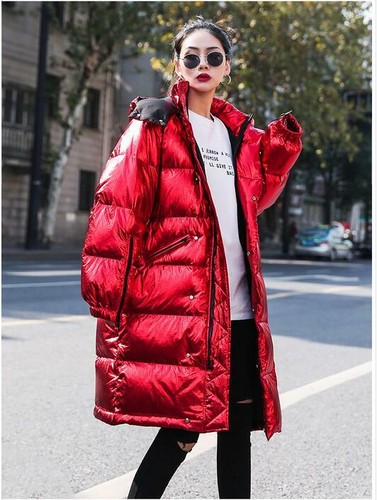 Womens Red Puffer Parka Thicken Warm 