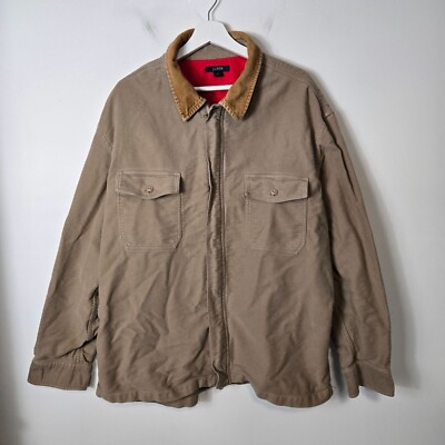 Crew VTG Men's Size XXL Barn Chore Coat Full-Zip Flannel Corduroy Collar  Tan
