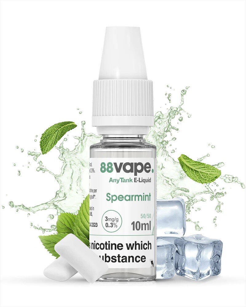 88Vape E-Liquid Spearmint Menthol 10ml Vape Juice 3mg 6mg 11mg 10 & 20  Packs